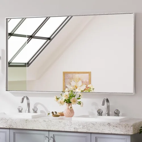 Miniatura 36 de Keonjinn - Espejo rectangular con marco negro para baño de 40 x 30 pulgadas, espejo de pared para sobre el lavabo, espejos de tocador de metal