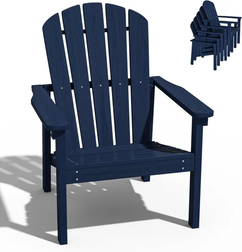 Miniatura 9 de nevilywood Sillas Adirondack compactas apilables, sillas de patio de polietileno de alta densidad de 26.3 pulgadas de ancho, duraderas, diseño que