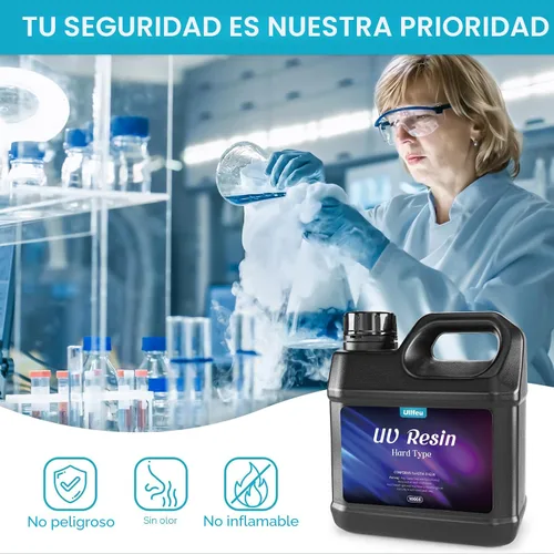Miniatura 5 de Kit de Resina UV 1000g a Granel Sin Olor Resina de Epoxi UV Transparente Mejorada Resina de Curación Rápida y Dura Kit para Hacer Joyas Manualidades