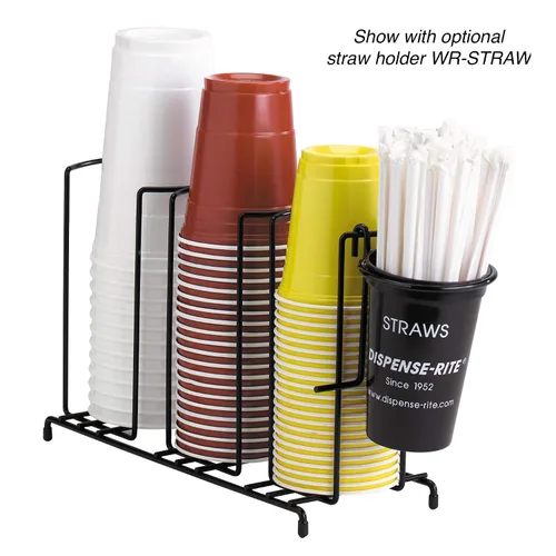 Miniatura 2 de Dispense-Rite WR-3 Organizador de tazas y tapas de alambre de tres secciones para encimera, se adapta a tazas y tapas de 8 a 44 onzas, alambre negro