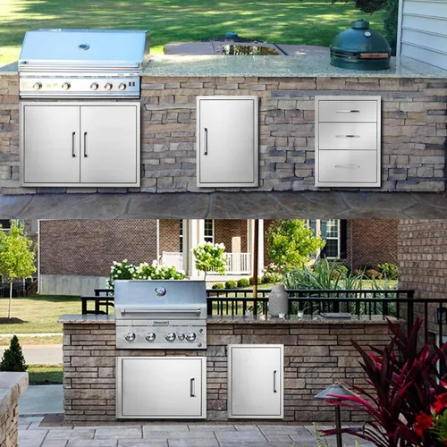 Miniatura 9 de Puerta de cocina al aire libre, 36" W21 H, puerta doble de barbacoa de acero inoxidable, isla o acceso a la cocina al aire libre Con asa