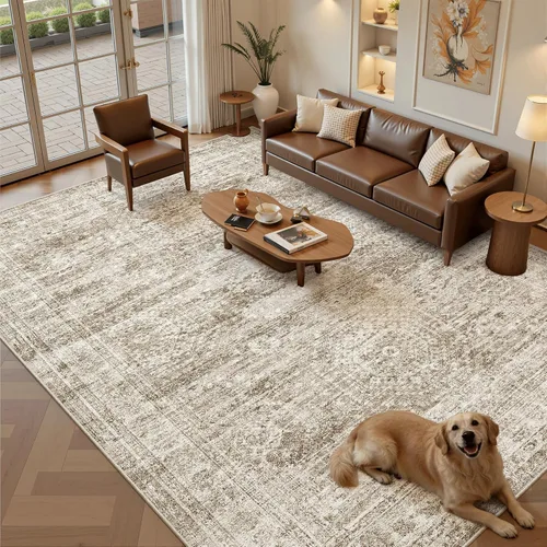 Miniatura 277 de Alfombra de pasillo Soalmost 2'6" x 10' lavable, alfombra antideslizante para cocina, baño, lavandería, alfombras vintage ultra delgadas para Beige