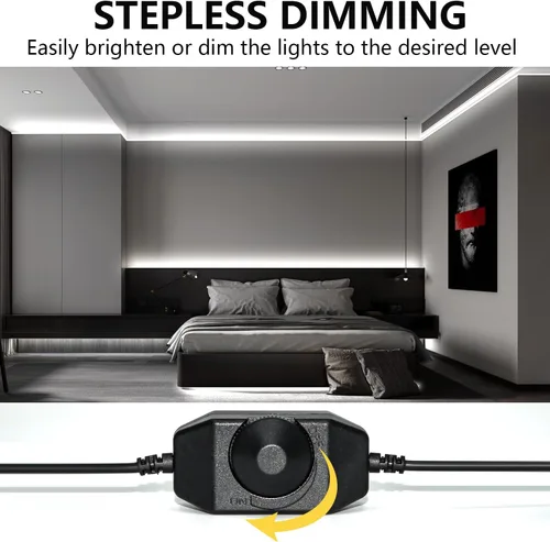 Miniatura 2 de Tira de luces LED blancas de 10 pies, cinta regulable de 12 V con control remoto infrarrojo, luz de cinta adhesiva SMD 2835, conectable, cortable