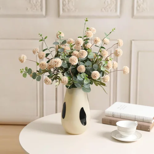 Miniatura 3 de Serra Flora 10 piezas de flores artificiales de seda sintética para jarrón, mini crisantemos falsos a granel para interiores con tallos para centros