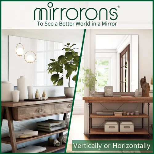 Miniatura 6 de Mirrorons Espejo de pared sin marco de 18 x 24 pulgadas, modernos espejos rectangulares de baño para pared con borde pulido, horizontal