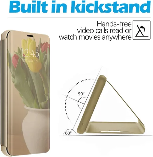 Miniatura 4 de Funda compatible con Samsung Galaxy Note 20 Ultra, funda de piel transparente con espejo S-View, a prueba de golpes, con función atril
