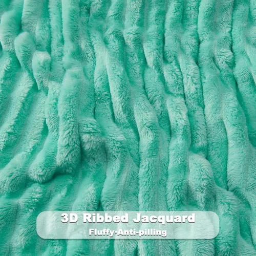 Miniatura 5 de NEWCOSPLAY Manta de Tiro Súper Suave Aqua Franela Sedosa Premium Forro Polar Jacquard Acanalado 3D Ligero Manta de Cama Uso en Todas las Estaciones