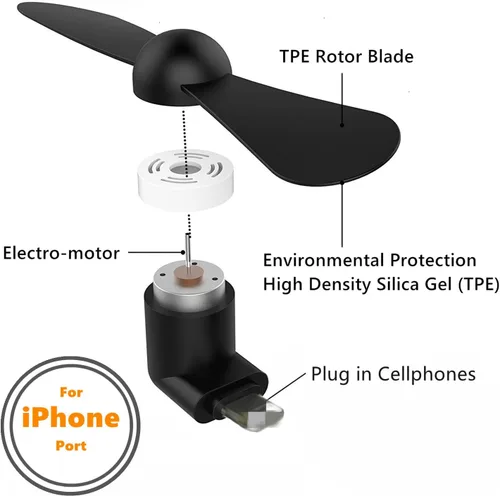 Miniatura 4 de Ventilador de teléfono celular para iPhone, compatible con iPhone 4/5/6/6S/7/8 Plus, X, XS Max, XR, 11/12/13/14 Mini Plus Pro Max SE 2/3,