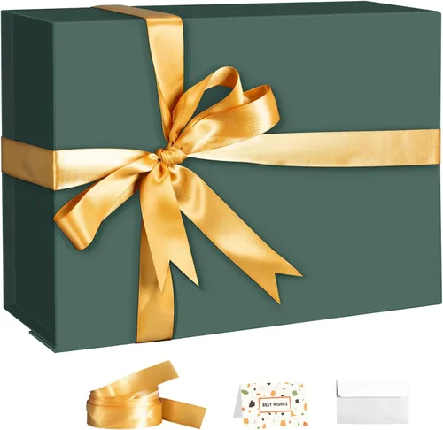 Miniatura 8 de Cajas de regalo negras con tapas, paquete de 3, caja de regalo mediana de 11 x 8 x 4 pulgadas con cinta, cajas de regalo plegables con cierre