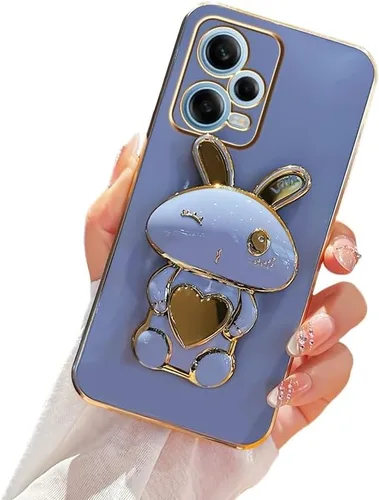Miniatura 12 de Funda de silicona compatible con Redmi Note 12 Pro + con bonito soporte de conejo de dibujos animados para Redmi Note 12 Pro + delgado TPU