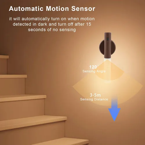 Miniatura 5 de LANDGOO Apliques magnéticos LED de pared, con sensor de movimiento automático, lámpara inalámbrica para montaje en pared, recargable, funciona