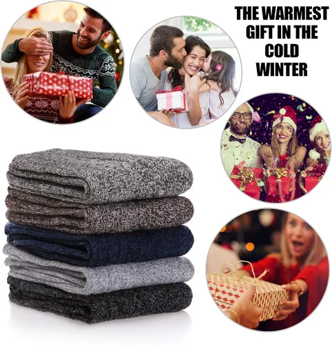 Miniatura 6 de MQELONG Womens 5 Pairs Soft Thick Comfort Casual Cotton Warm Wool Crew Winter Socks
