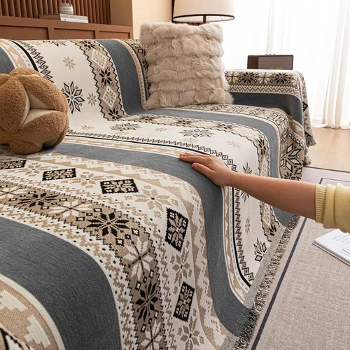 Miniatura 94 de ROOMLIFE Manta Funda Azteca Bohemia para Sofá, Decoración del Hogar Estilo Granja, Fundas de Sofá para Loveseat, Sofás de 2/3 Cojines, Apta