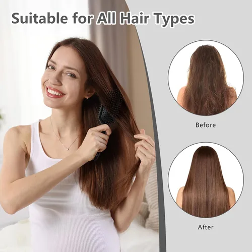 Miniatura 4 de Cepillo de pelo rizado, cepillo definidor de rizos, cepillo de pelo, flexible, mejora de rizos, reduce tirones (negro)