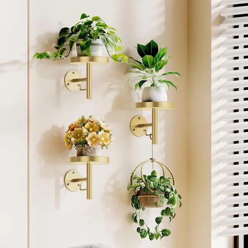 Miniatura 10 de YUOROS Paquete de 3 Soportes de Plantas de Pared, Macetas de Pared para Plantas de Interior, Estanterías Colgantes para Plantas de Ventana, Negro