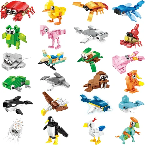 Miniatura 10 de BRICHBROW Recuerdos de fiesta para niños, paquete de 12 bloques de construcción de animales para bolsas de regalos, rellenos de calcetines, premios