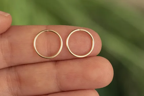 Miniatura 28 de Aretes de aro de oro de plata – Aretes de aro para mujer, dos piezas de aros de plata fina rellenos de oro, aro de hélice, anillo de tragus, aro