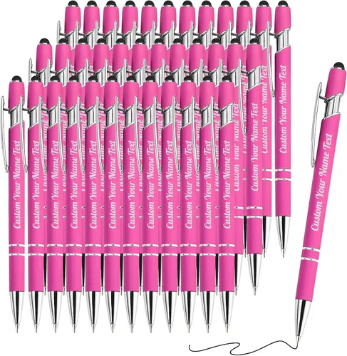 Miniatura 102 de 12 bolígrafos personalizados a granel con grabado sin nombre, bolígrafos personalizados con lápiz capacitivo, logotipo de mensaje de texto grabado