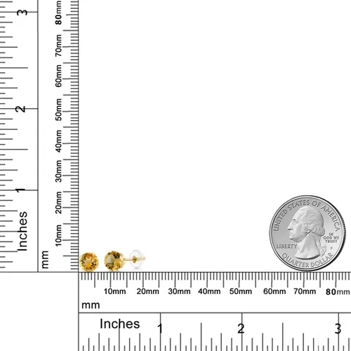Miniatura 270 de Gem Stone King Aretes solitarios con piedra natal de oro de 14 quilates Redondos de 0.236 in Aretes de oro para mujeres y hombres