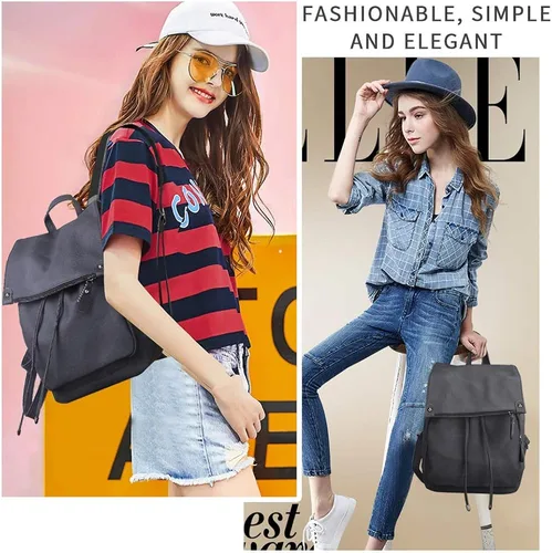 Miniatura 2 de Mochila para mujer, impermeable, antirrobo, ligera, de cuero PU y nailon, morral de viaje para mujer