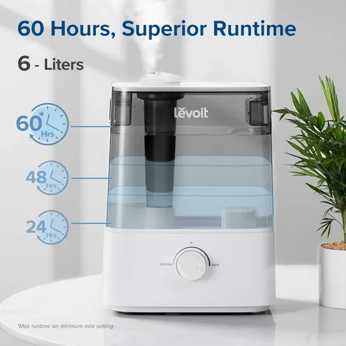 Miniatura 2 de LEVOIT Classic300 Humidificador ultrasónico de llenado superior, tanque extra grande de 6 litros que dura 60 horas, súper silencioso, fácil de usar