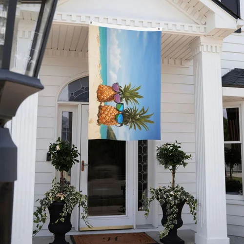 Miniatura 7 de Bandera de playa de verano con piñas divertidas de 3 x 5 pies, bandera decorativa de poliéster duradero para el hogar, al aire libre