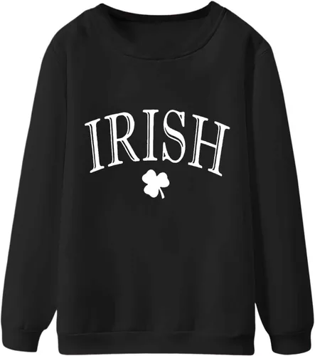 Miniatura 3 de Sudadera del Día de San Patricio para mujer, divertida camiseta de manga larga con estampado de trébol irlandés, talla grande, tops de trébol lindo