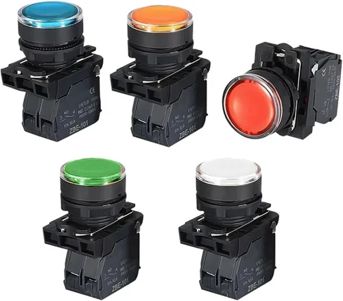 GUMMMY Interruptor momentáneo iluminado impermeable de 0.866 in con LED integral NB5 XB5 AW33B1C 0.866 in Spring Return 1NO 1NC (color azul, tamaño: