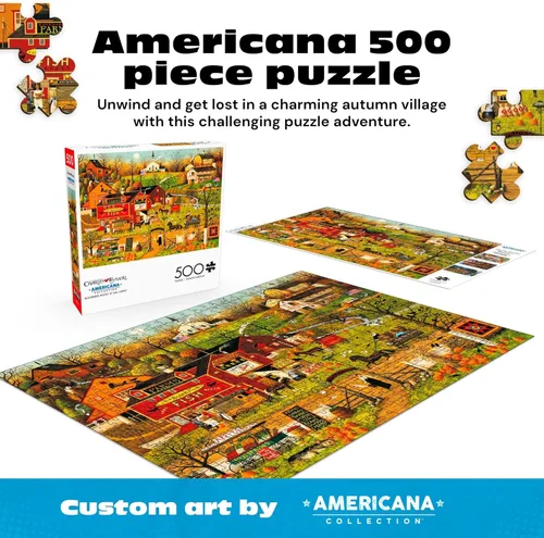 Miniatura 2 de Buffalo Games - Blackbirds Roost at Mill Creek - Charles Wysocki - Rompecabezas de otoño de 500 piezas para adultos - Escena americana de cosecha