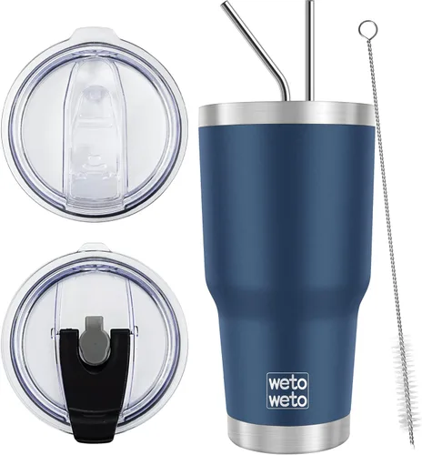 Miniatura 11 de WETOWETO - Vaso de 30oz, taza de viaje con aislamiento al vacío de acero inoxidable, taza de café y agua con recubrimiento en polvo de doble pared
