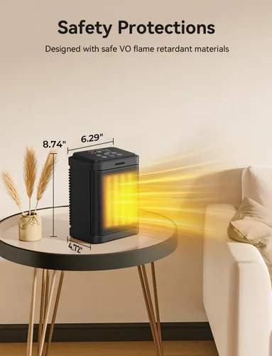 Miniatura 6 de Calentador de espacio, calentador de espacio de cerámica PTC de 1500 W con 4 modos, temporizador de 24 horas, termostato, calefacción silenciosa