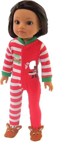 Miniatura 4 de American Fashion World Santa's Little Helper Onesie para muñecas de 14 pulgadas Calidad premium y diseño moderno Ropa de muñecas para marcas