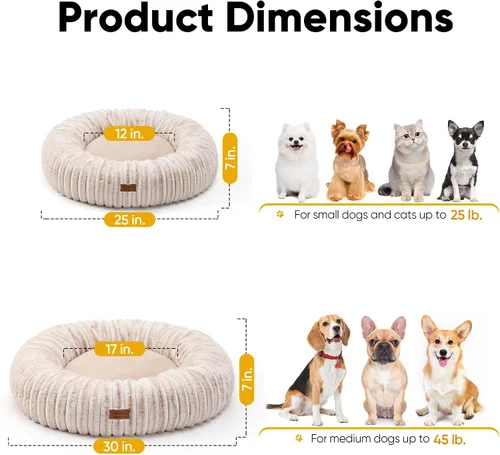 Miniatura 5 de FUKUMARU Cama para Perros, Camas Calmantes en Forma de Dona para Cachorros Ansiosos, Cama Moderna y Estética para Gatos con Estampado Degradado