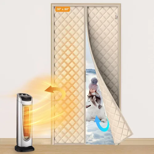 Miniatura 39 de Yotache Cortina Magnética con Aislamiento Térmico para Puertas de 60 x 80 pulgadas, Tamaño de la Cortina de 62" x 82" Material Oxford Resistente a
