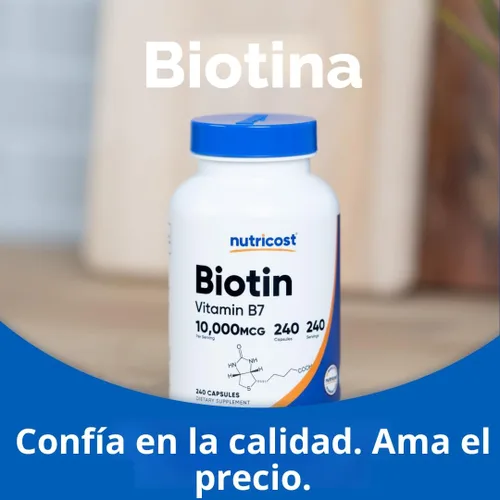 Miniatura 5 de Suplemento Nutricost Biotin (Vitamina B7) 0.00035 oz, 240 cápsulas, 1 botella, 1