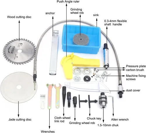 Miniatura 3 de Máquina de pulir de joyería de gemas multifuncionales, 110 V 750 W Mini sierras de mesa DIY joyería equipo lapidario Benchtop Buffer Rock Grinder