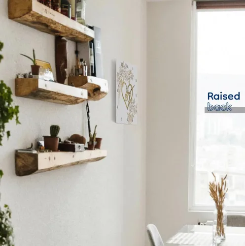 Miniatura 4 de 3dRose 50º aniversario de bodas de oro en oro sintético con purpurina en corazón sobre blanco, reloj de pared de 13 x 13 pulgadas