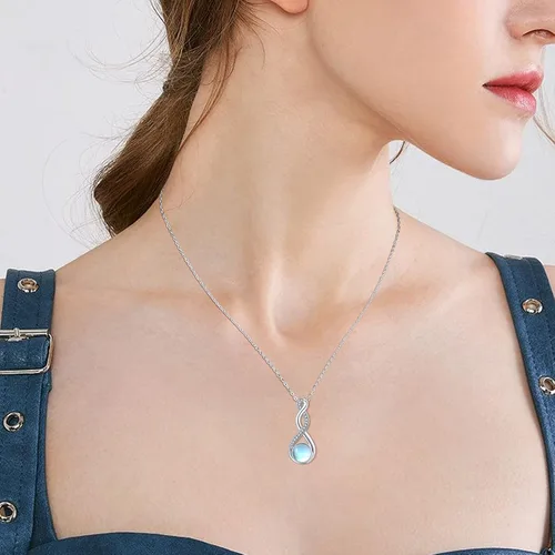 Miniatura 5 de Twoowl Collar de nudo celta de plata de ley 925 collar con colgante irlandés de buena suerte joyería de piedra lunar infinita regalos para mujeres