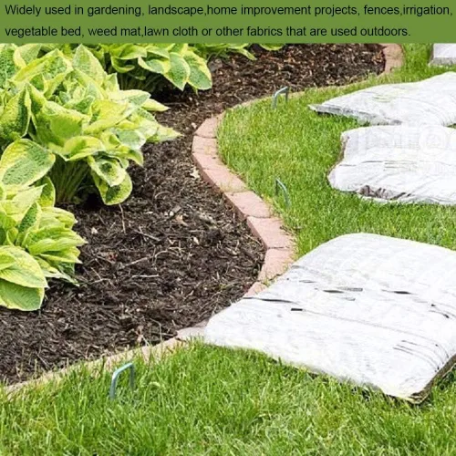 Miniatura 5 de AAGUT Paquete de 50 grapas galvanizadas de 12 pulgadas para jardín, grapas en forma de U, grapas de jardinería para anclaje de césped, tubería