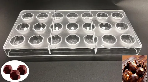 Molde para hacer dulces, molde de policarbonato transparente para chocolate, molde para gelatina, bandeja de 21 piezas (molde de caramelo de fútbol)