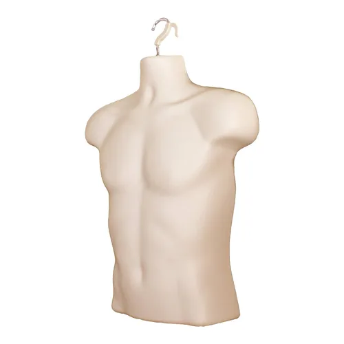 Miniatura 5 de Torso de maniquí masculino con soporte de metal, cuerpo hueco en la espalda, apilable, forma de vestido para exhibición de camisetas, encimera
