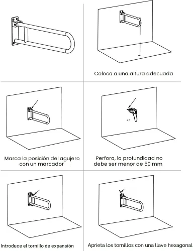 Miniatura 7 de Barras de agarre para discapacitados, pasamanos de inodoro de 23.6 pulgadas, barra de seguridad para baño, barandilla de soporte de mano, accesorios