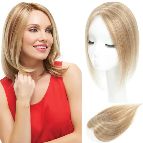 Miniatura 8 de Aimeolyn Toppers de cabello para mujer, cabello humano real, sin flequillo, extensiones de cabello superior para adelgazar, base de encaje Haisr