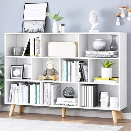 Miniatura 30 de IOTXY Estantería Baja con Estante Abierto - Gabinete de Exhibición Organizador de Pie de Madera de 3 Niveles con Base, Estantería Horizontal Corta