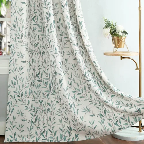 Miniatura 14 de VOGOL Cortinas de dormitorio con estampado de pájaros, paneles de ventana con ojales florales que oscurecen la habitación, cortinas de lino Morado