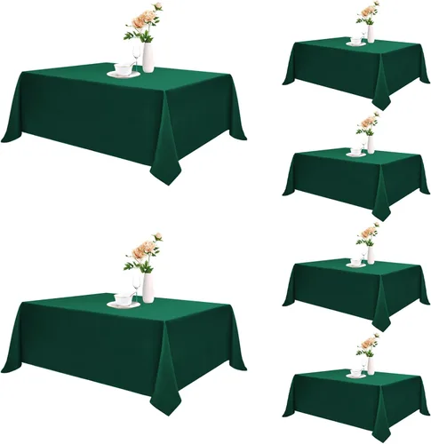 Miniatura 17 de Romanstile Mantel rectangular de poliéster, paquete de 2 manteles rectangulares de 60 x 84 pulgadas, resistentes a las manchas y a las arrugas, Negro