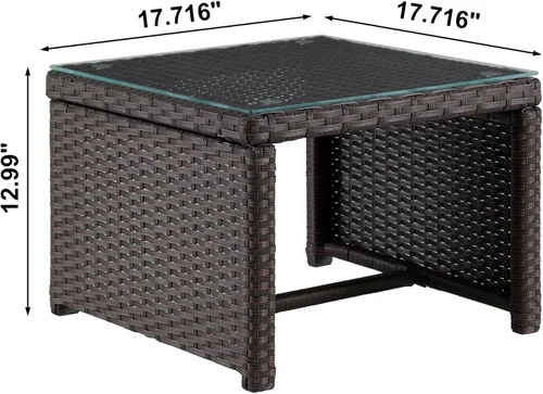Miniatura 4 de Manhattan Comfort Menton - Juego de muebles de patio de 3 piezas, silla de salón y sofá de 2 plazas con mesa auxiliar, marco de acero envuelto