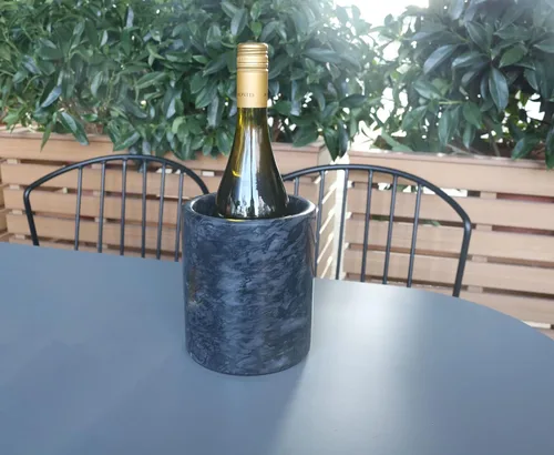 Miniatura 5 de HillSpring Soporte para utensilios de cocina de mármol negro, organizador de utensilios con peso para encimera, cubo enfriador de vino con base