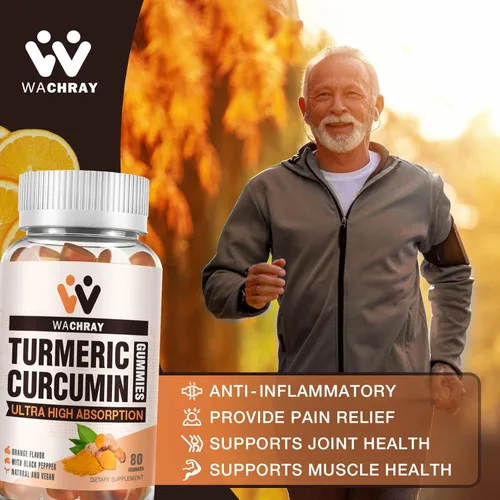 Miniatura 2 de Gomitas de curcumina de cúrcuma con extracto de jengibre y pimienta negra, paquete de 2 suplementos de gomitas tuméricas para inflamación del dolor