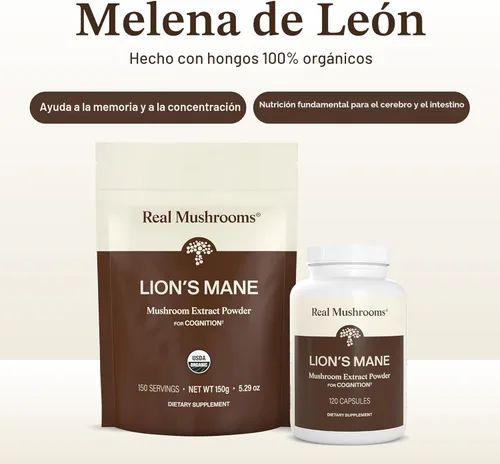 Miniatura 3 de Lions Mane Mushroom Cognition (120 cápsulas) Cápsulas de extracto de hongo de melena de león Suplemento para el cerebro, vitaminas cerebrales